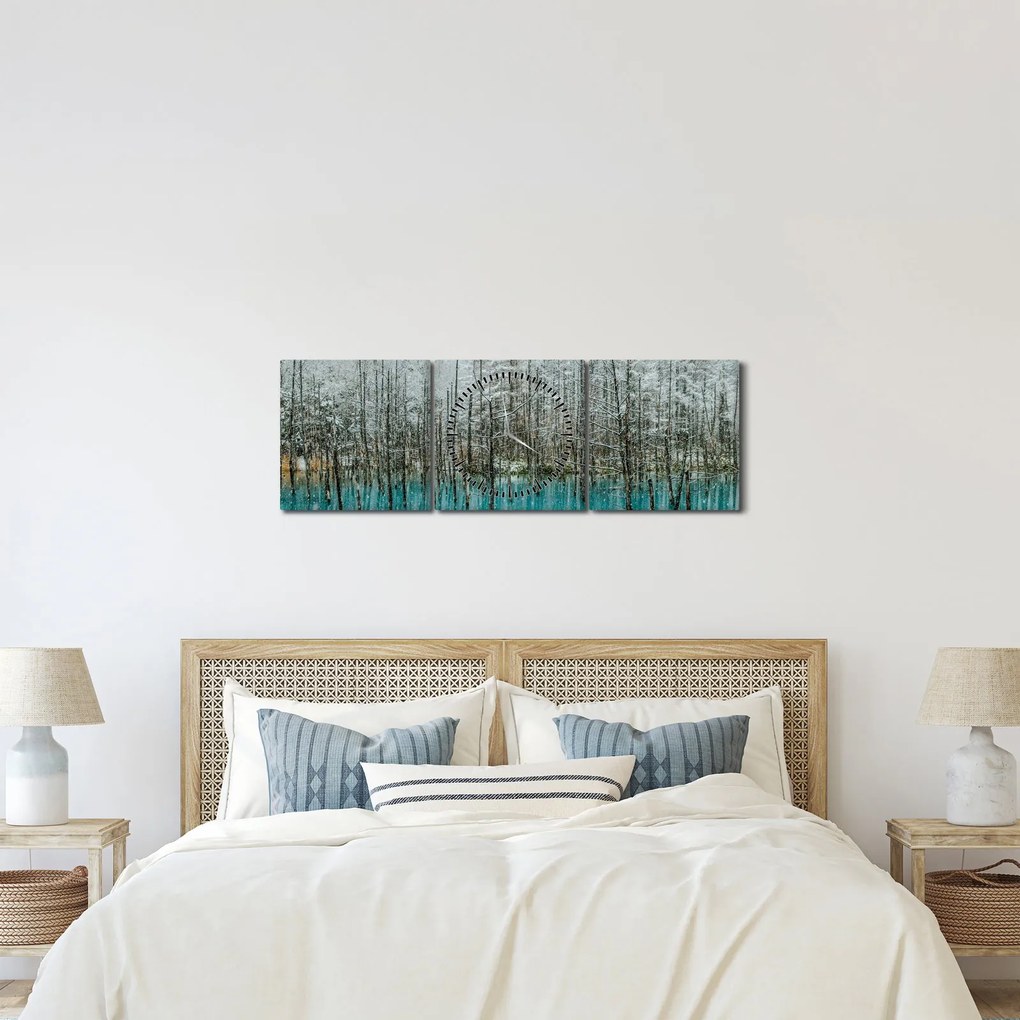 Kép - Türkiz tó, Biei, Japán (órával) (90x30 cm)