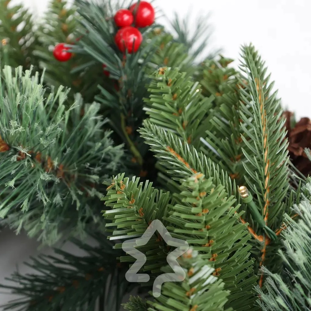 Karácsonyi koszorú Díszített 50 LED 60 cm