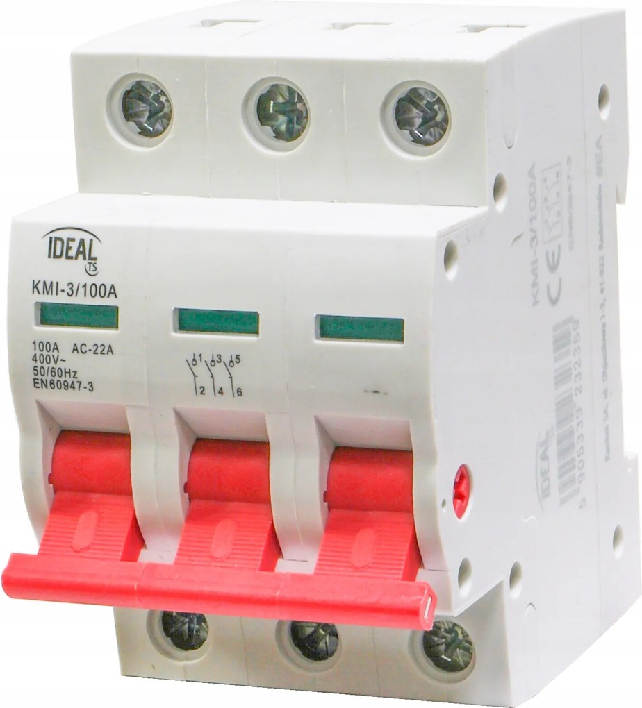 Fő leválasztó kapcsoló, 3 pólusú, 100A