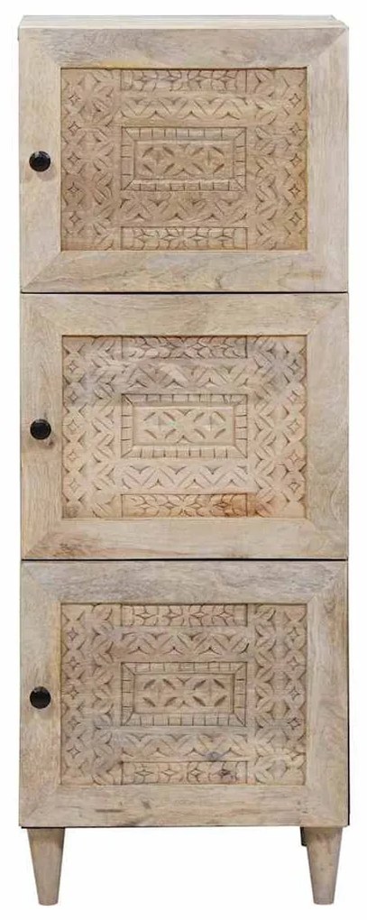 Magasfiú polcokkal ajtóval Fehér 40 x 33 x 110 cm tömör mangófa