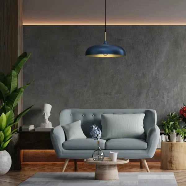 Csillár zsinóron LINCOLN 1xE27/60W/230V á. 45 cm kék