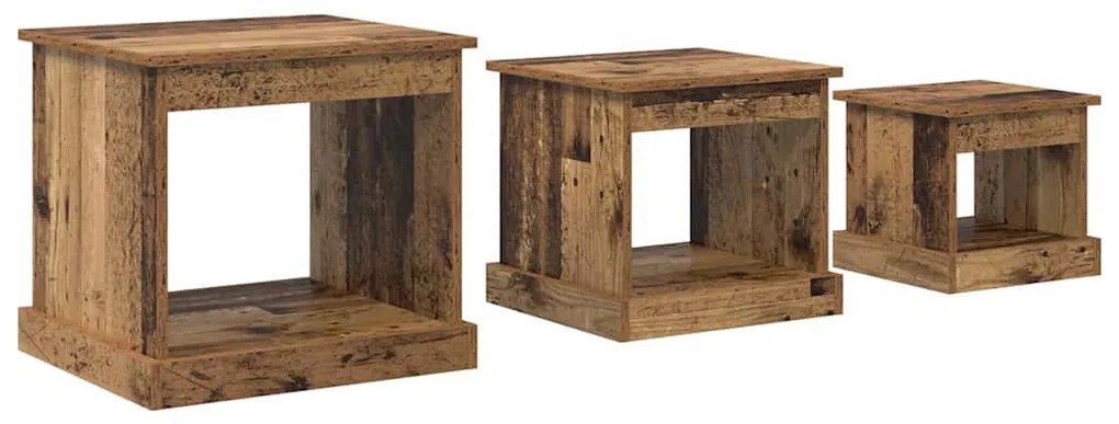 vidaXL Dohányzóasztal 3 pcs Öreg fa Faanyag