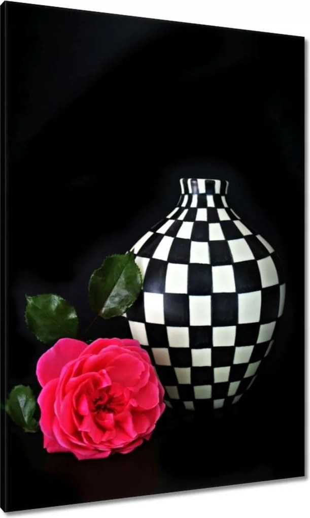 Vászonkép 70x100 Kockás váza