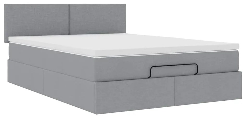 Ottomán ágy matraccal világosszürke 140x190 cm szövet