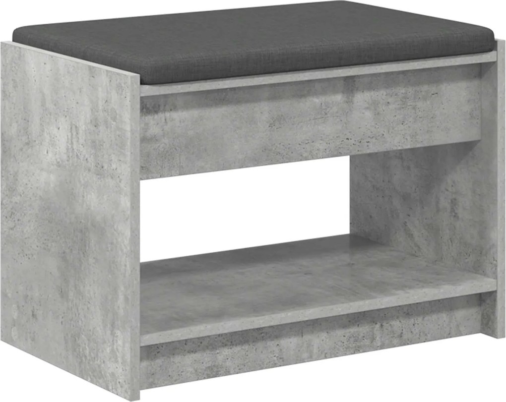 vidaXL Előtér pad Beton Szürke 63 x 38 x 45 cm Műanyag Fa és Szövet