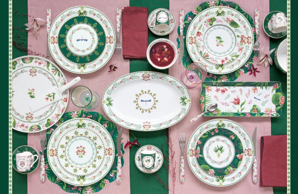 Porcelán desszerttányérszett 4db-os,19cm dobozban, Botanic Chic