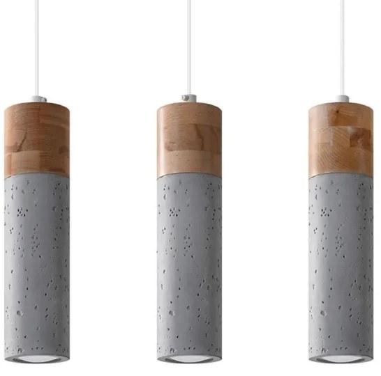 Sollux SL.0967 - Csillár zsinóron ZANE 3xGU10/40W/230V beton/fa