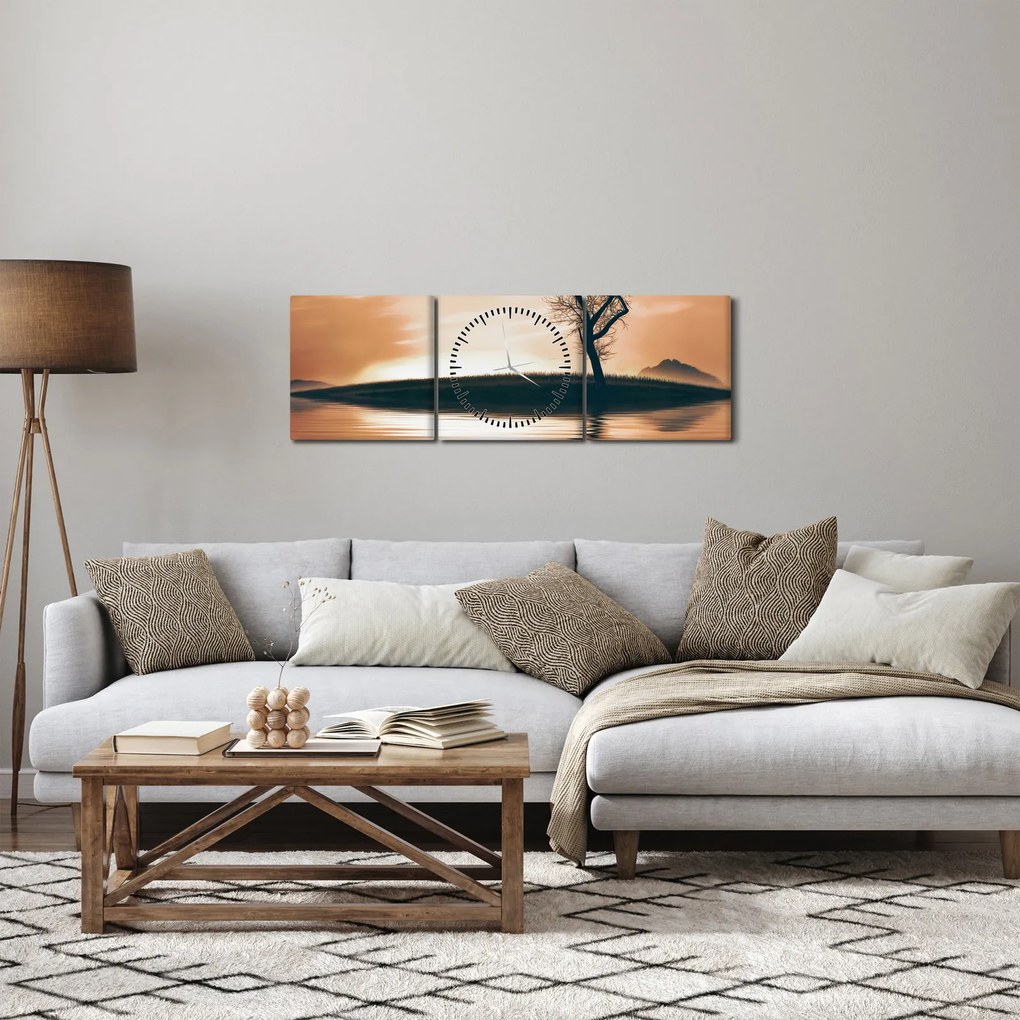 Egy fa képe egy szigeten (órával) (90x30 cm)