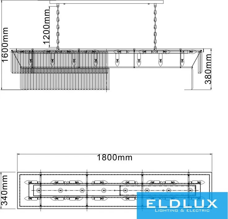 ELDLUX OMD6006-L180 ELDICICLE Kristály Csillár IP20