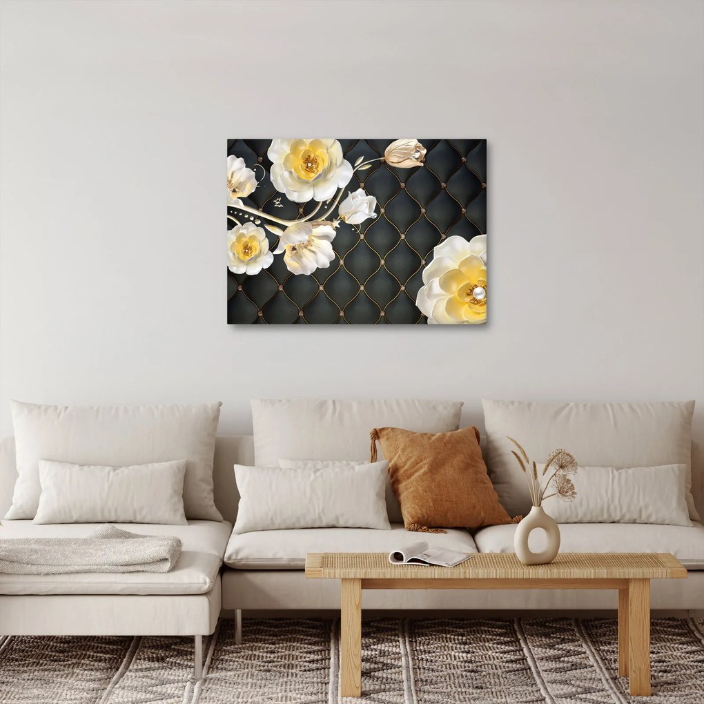 Fehér rózsa virágok képe (70x50 cm)