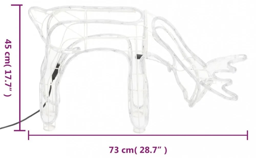 2 db meleg fehér karácsonyi rénszarvas forma 73 x 31 x 45 cm