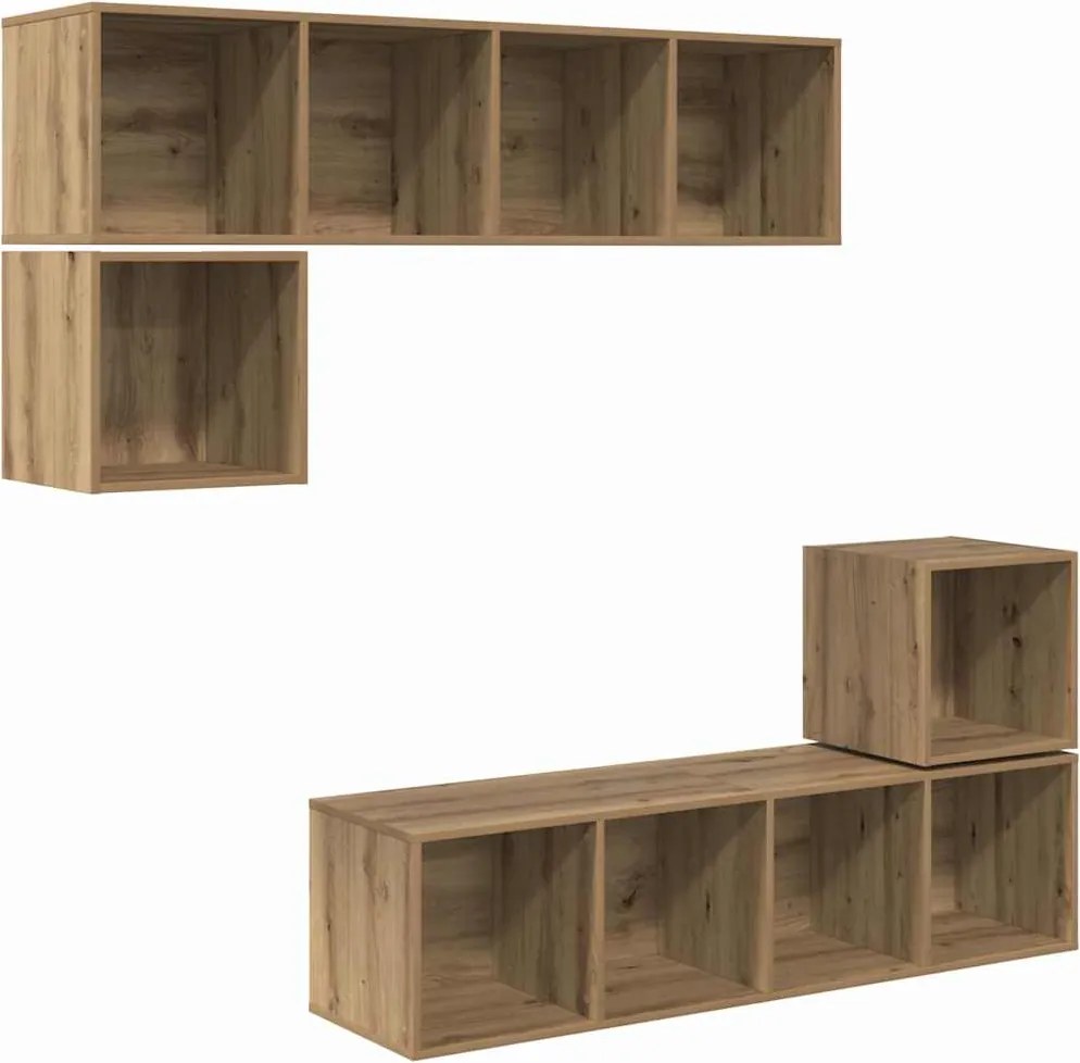 vidaXL TV szekrény garnitúra 4 pcs Artisan tölgy Faanyag