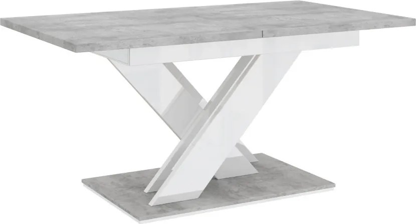 Maasix SWTG Magasfényű Fehér - Beton 4 személyes étkezőszett Fekete Coleta székekkel N