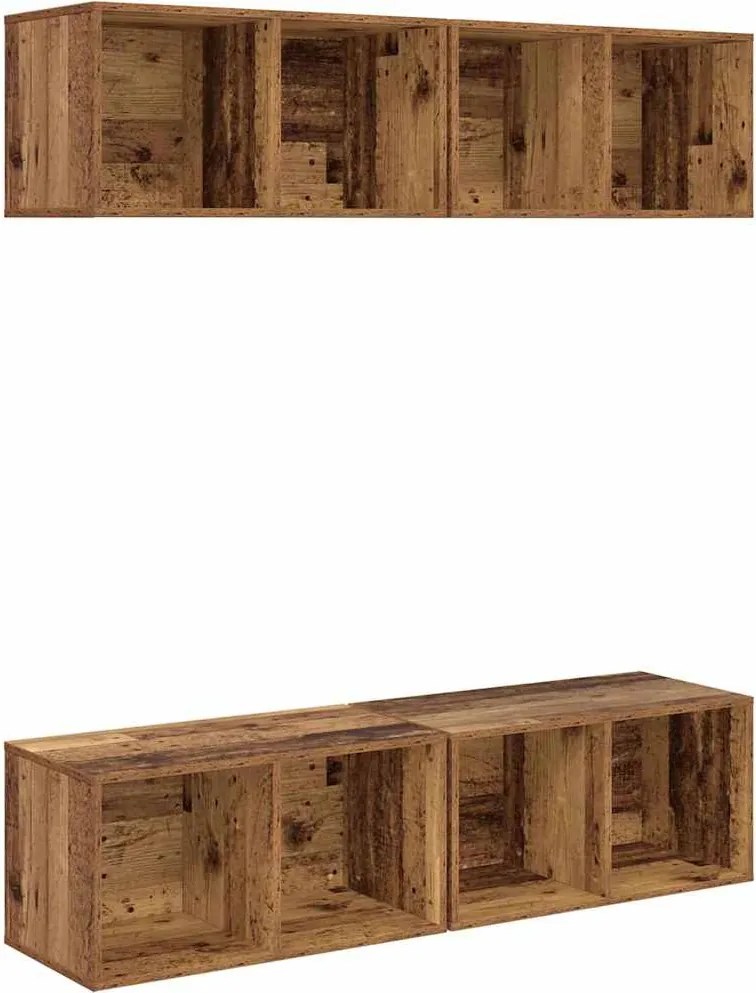 vidaXL TV szekrény garnitúra 4 pcs Öreg fa 37 x 37 x 72 cm Faanyag