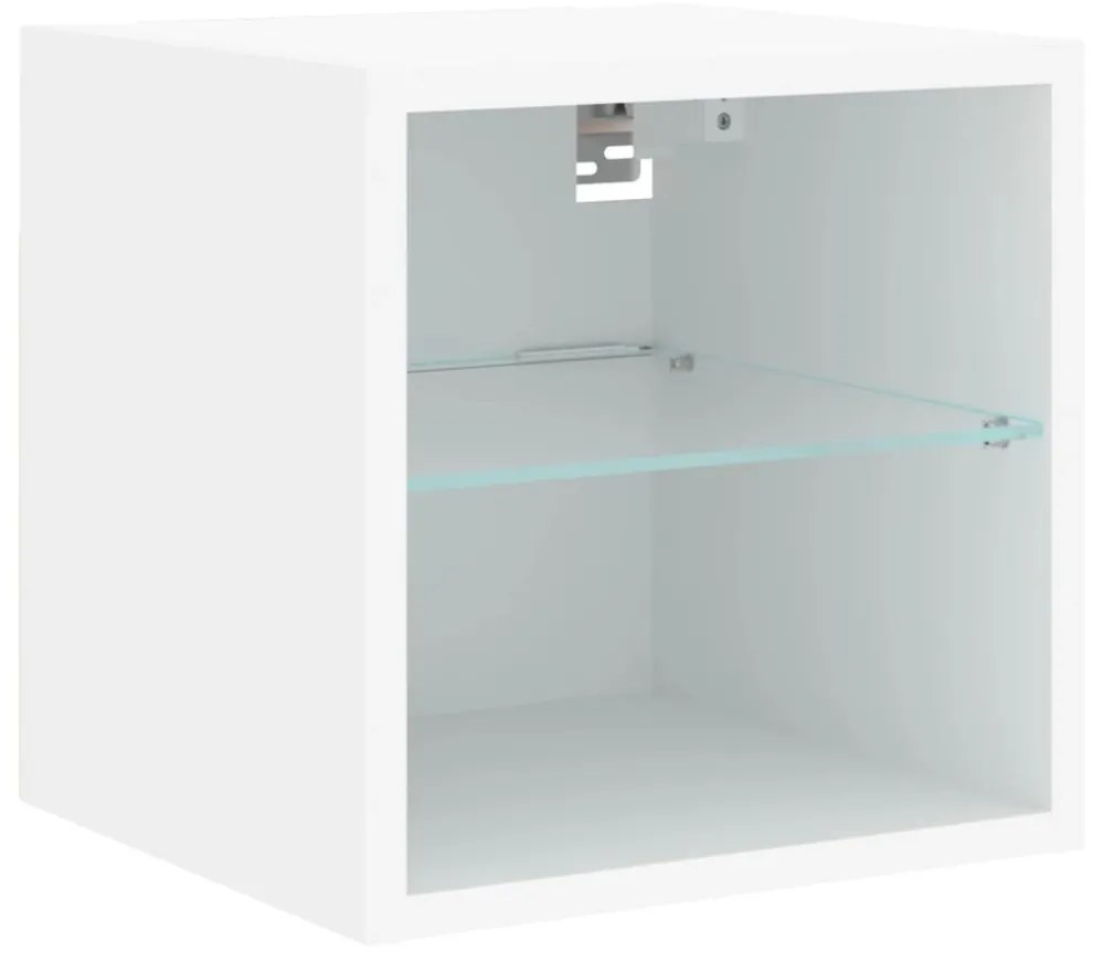 2 db fehér falra szerelhető TV-szekrény LED-ekkel 30x28,5x30 cm