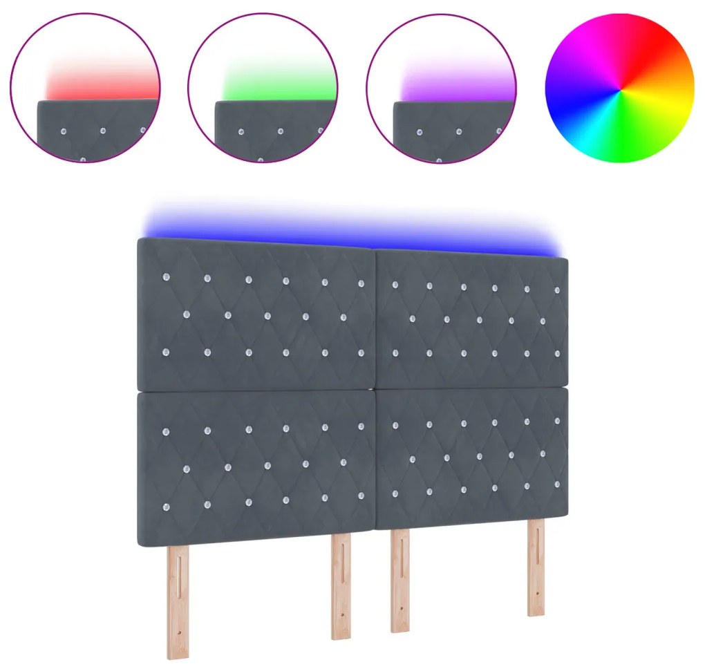 LED Fejtámla Sötétszürke 80 cm Velúr