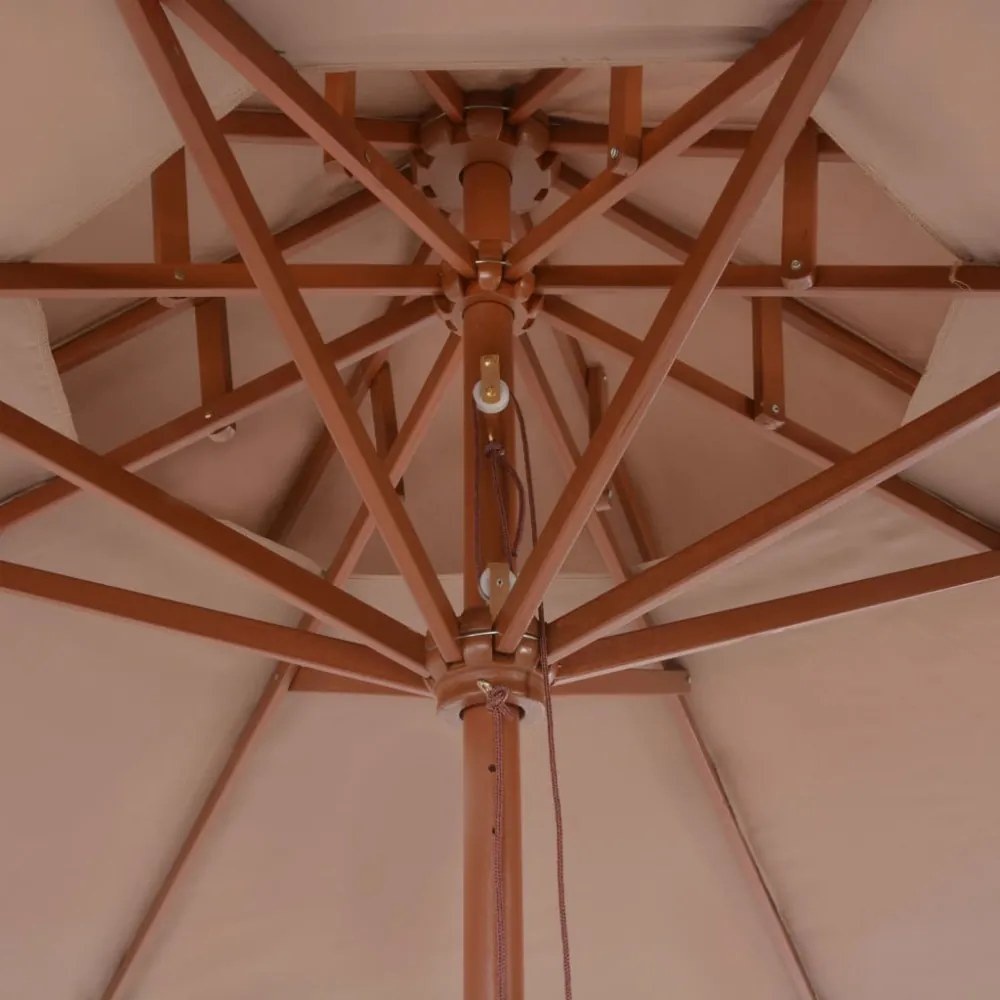 tópszínű kétszintes napernyő fa rúddal 270 cm