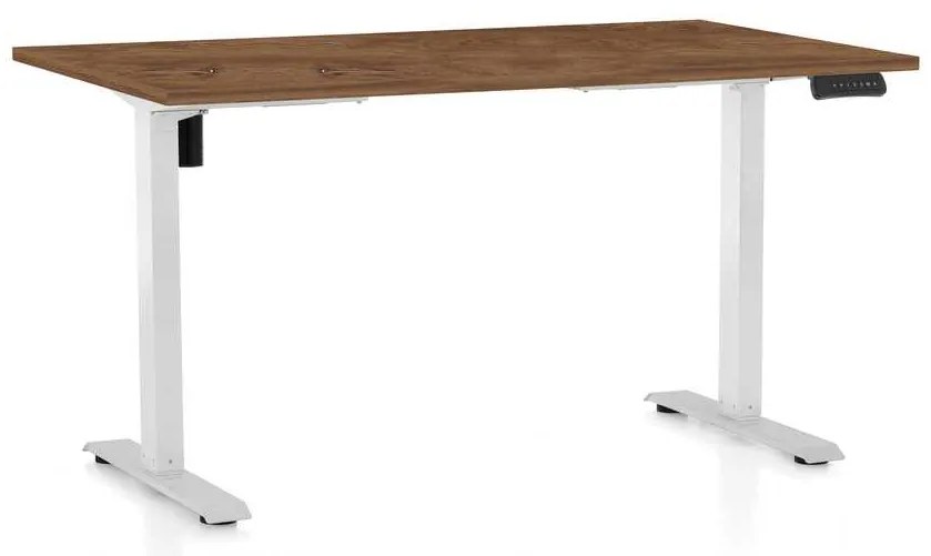 OfficeTech B állítható magasságú asztal, 120 x 80 cm, fehér alap, silverjack tölgy