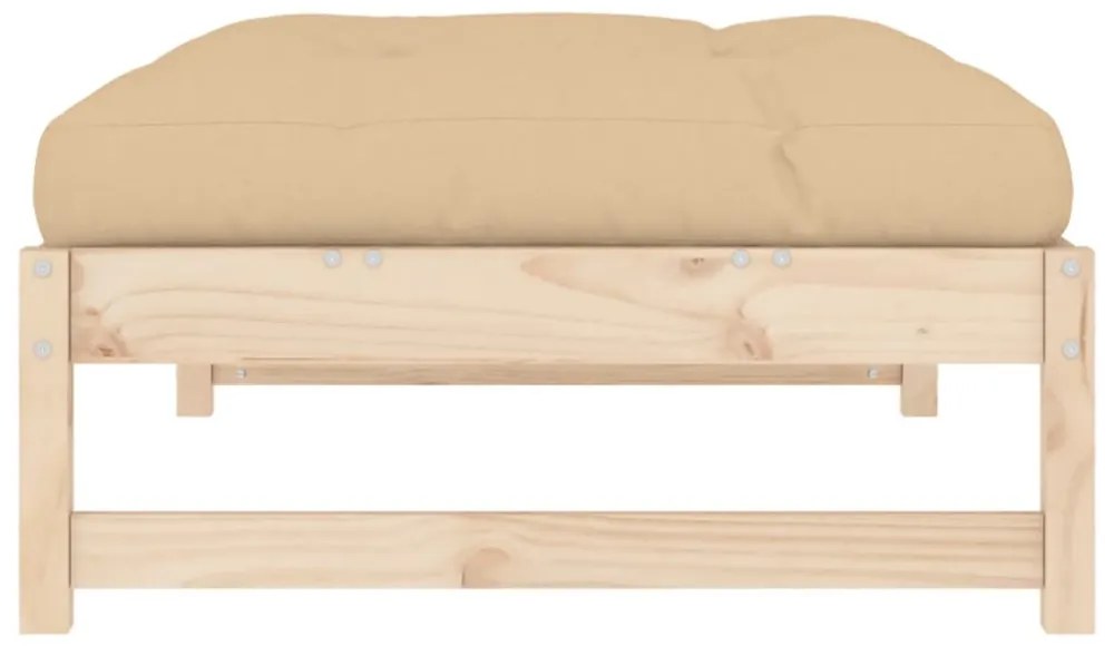 tömör fenyőfa kerti lábzsámoly párnával 120x80 cm