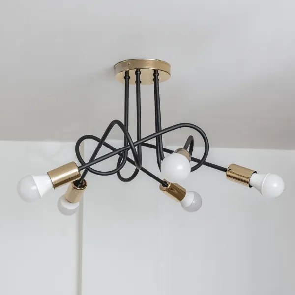 Felületre szerelhető csillár OXFORD 5xE27/15W/230V arany/fekete