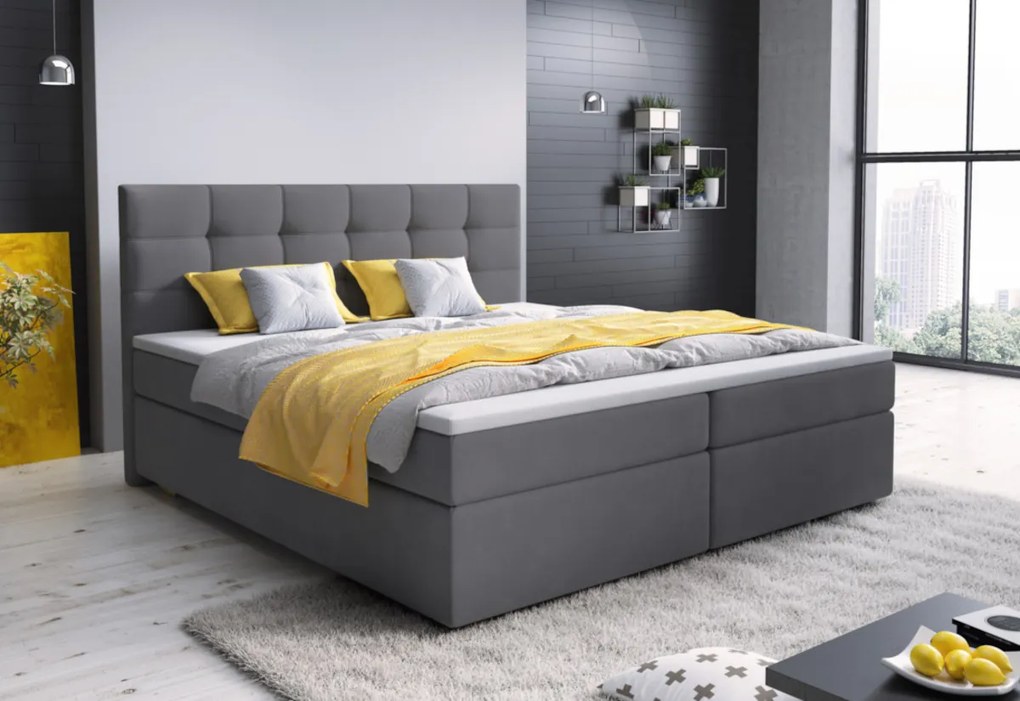 GLOSE kárpitozott boxspring ágy, 160x200, cosmic 160 + topper