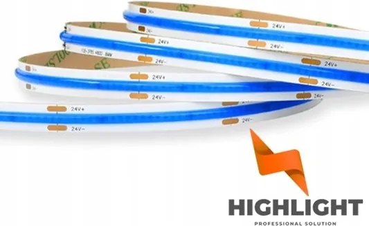 Led szalag Strip Cob 24V 10W Neon Highlight 528 Led Kék 5 méter