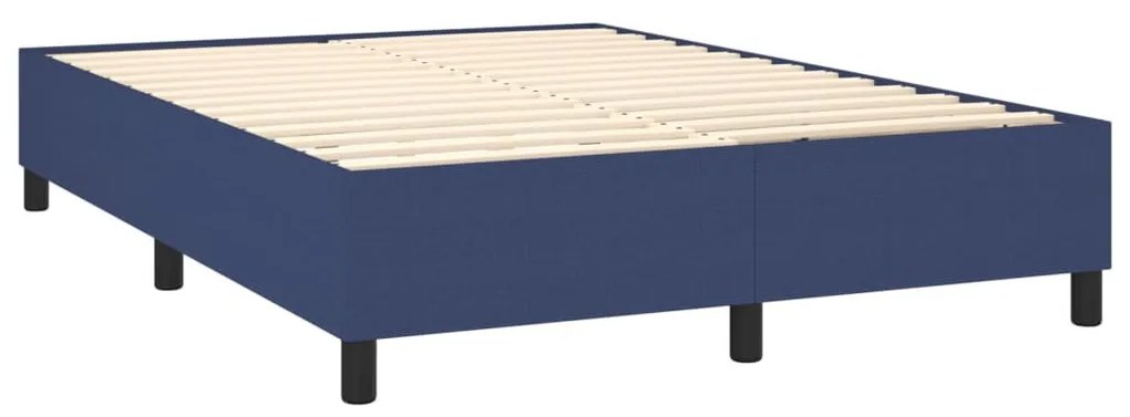 kék szövet rugós és LED-es ágy matraccal 140x190 cm