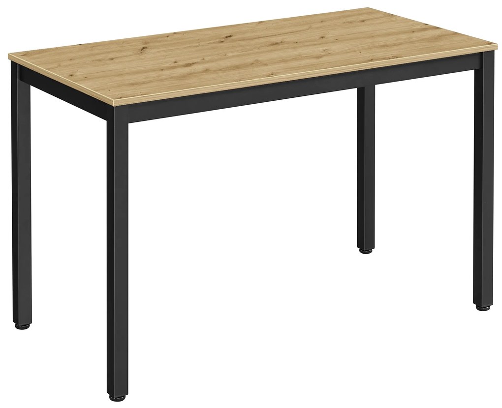 Fekete étkezőasztal tölgy artisan dekoros lappal TESSA 120x60 cm