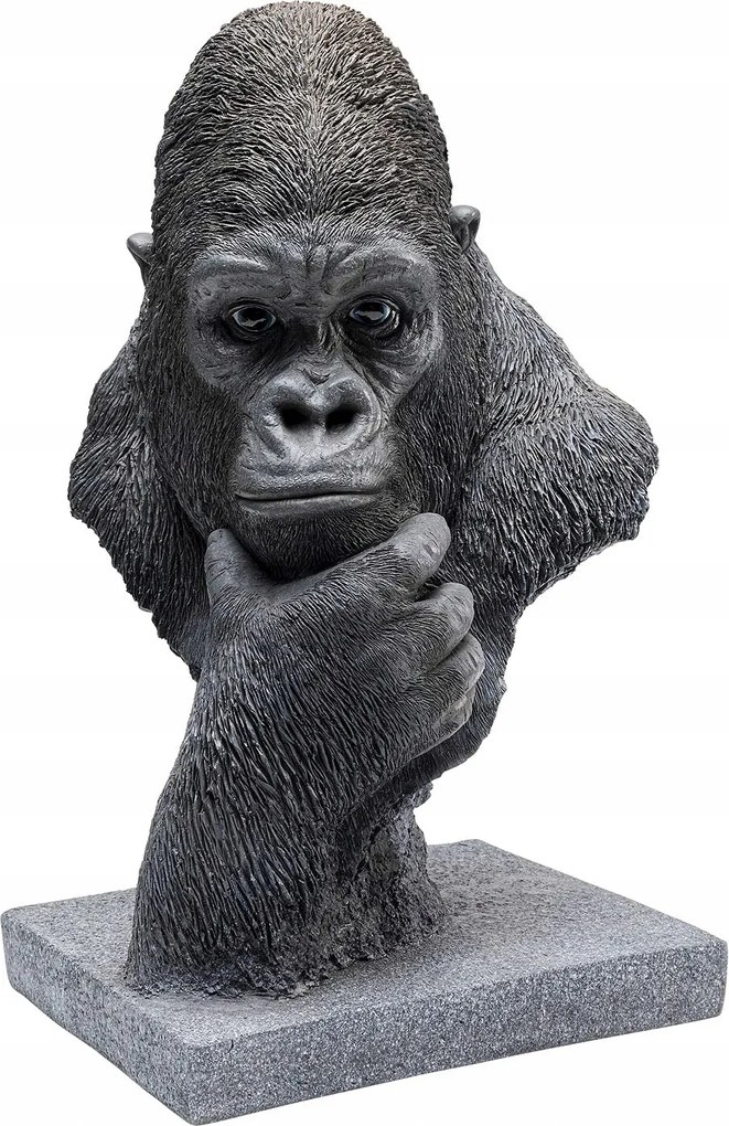 Dekorációs figura Thinking Gorilla Head 29x49 cm fekete, kézimunka