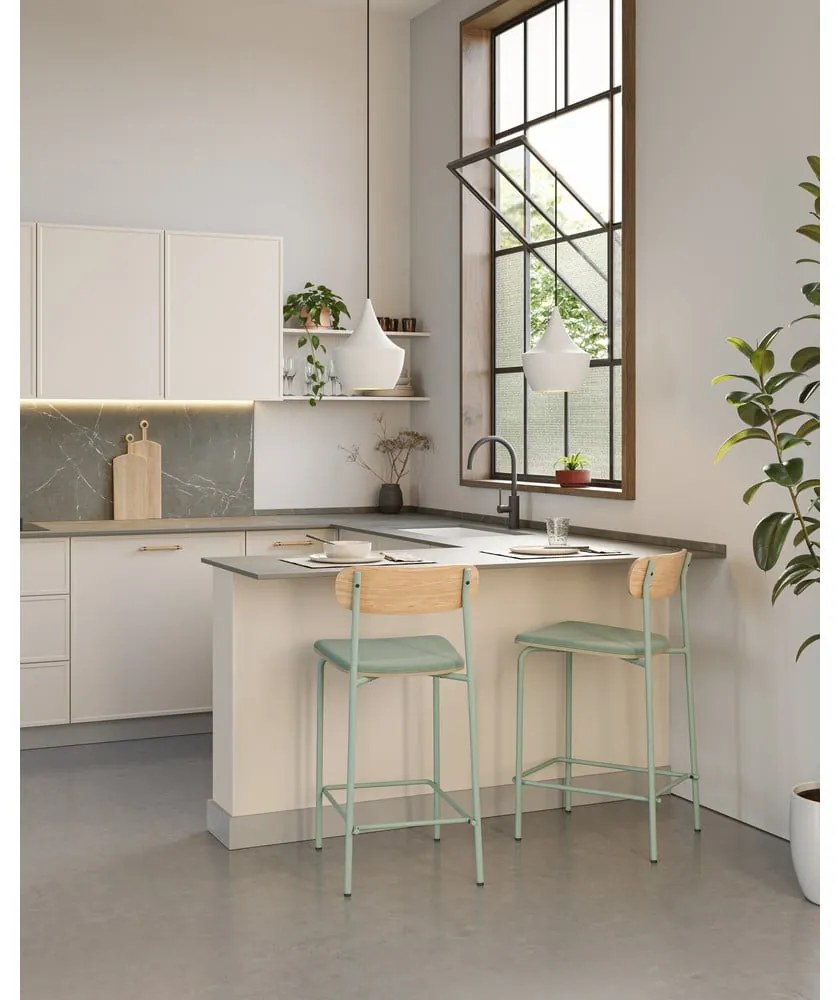 Kék-natúr színű bárszék szett 2 db-os (ülésmagasság 66 cm) Adriana – Marckeric