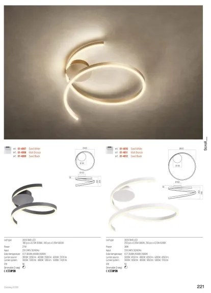 Redo 01-4012 - LED dimmelhető mennyezeti lámpatest SCROLL LED/38W/230V fekete