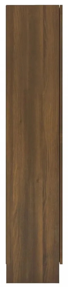 barna tölgy színű szerelt fa vitrinszekrény 82,5x30,5x150 cm