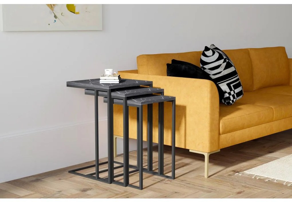 KÉSZLET 3x Kisasztal fekete