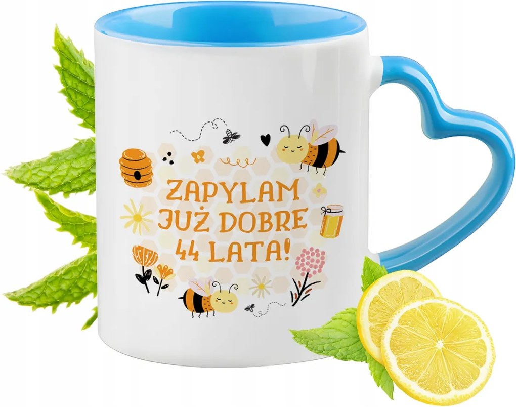 Születésnap 44 44-es 44-es Kék Bögre Szív Alakú Füllel Ajándék