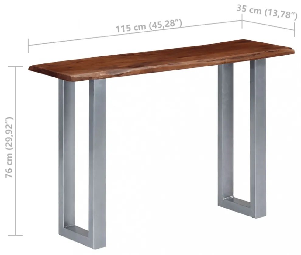 tömör akácfa és vas tálalóasztal 115 x 35 x 76 cm