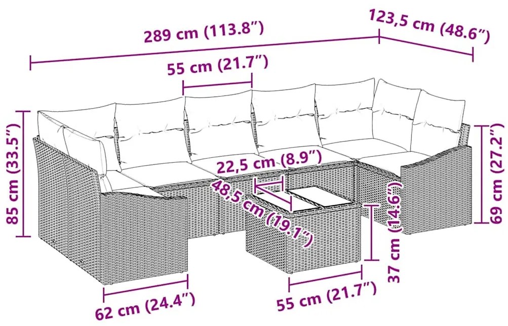 Kerti Kanapé Szett párnával Beige és krém 55 x 55 x 37 cm