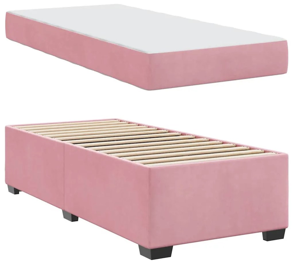 Ágykeret matraccal matracmal Rózsaszín 90 x 190 cm Bársony