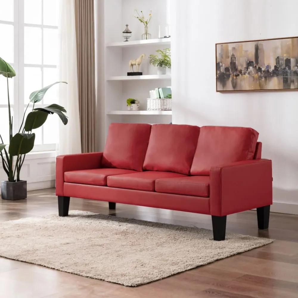 vidaXL háromszemélyes piros műbőr kanapé