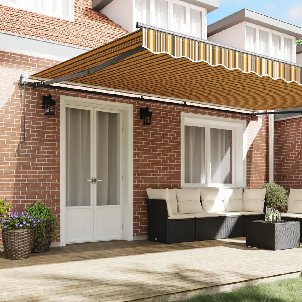 Automatikus Behúzható Napellenző Többszínű Csíkokkal 500x350 cm