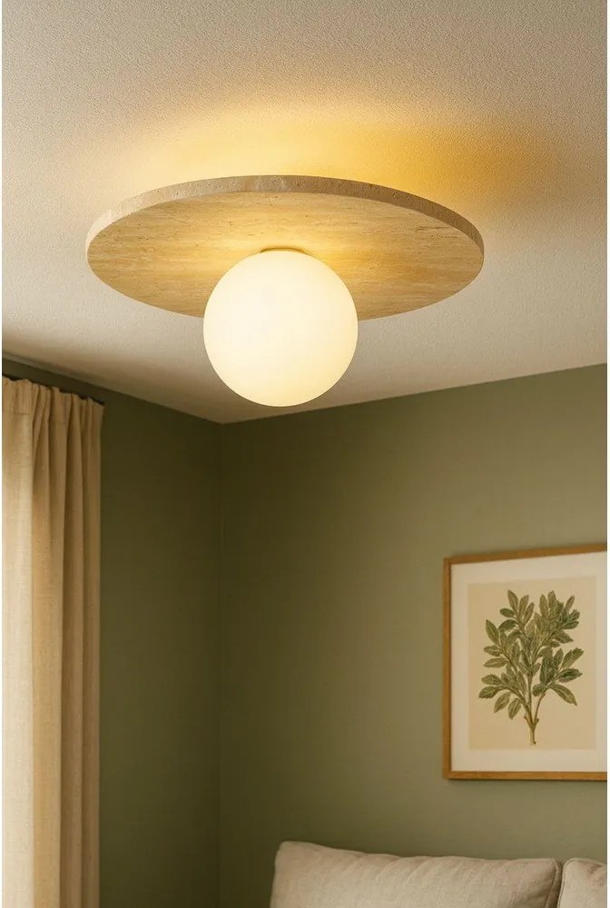 Bézs kő mennyezeti lámpa üveg búrával ø 12 cm Hilde – Opviq lights