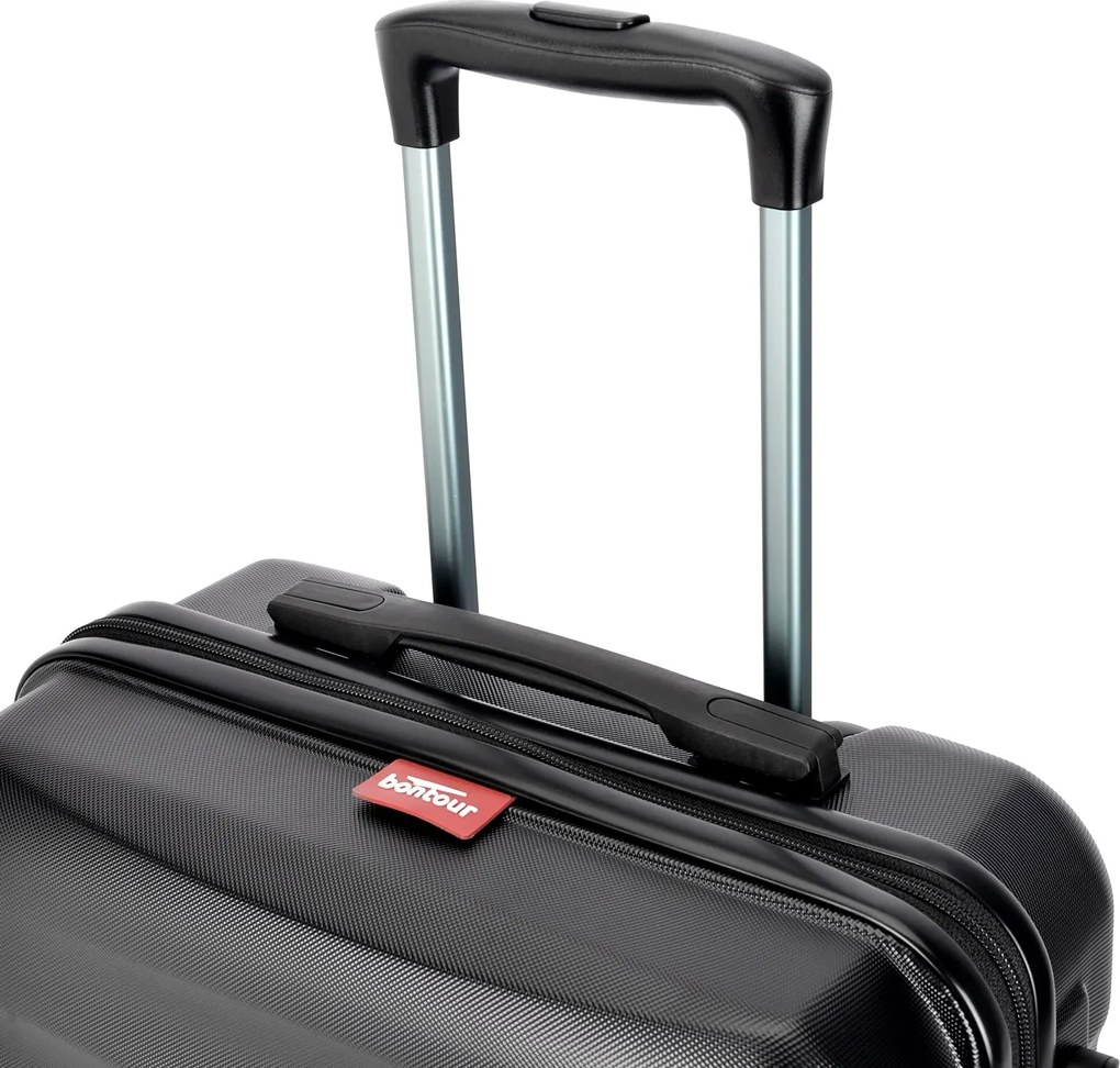 BONTOUR “wave” közepes duplakerekes gurulós bőrönd, fekete, m méretű