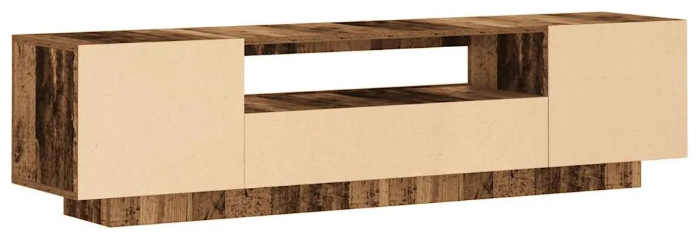 antik fa színű szerelt fa TV-szekrény LED-ekkel 160x35x40 cm