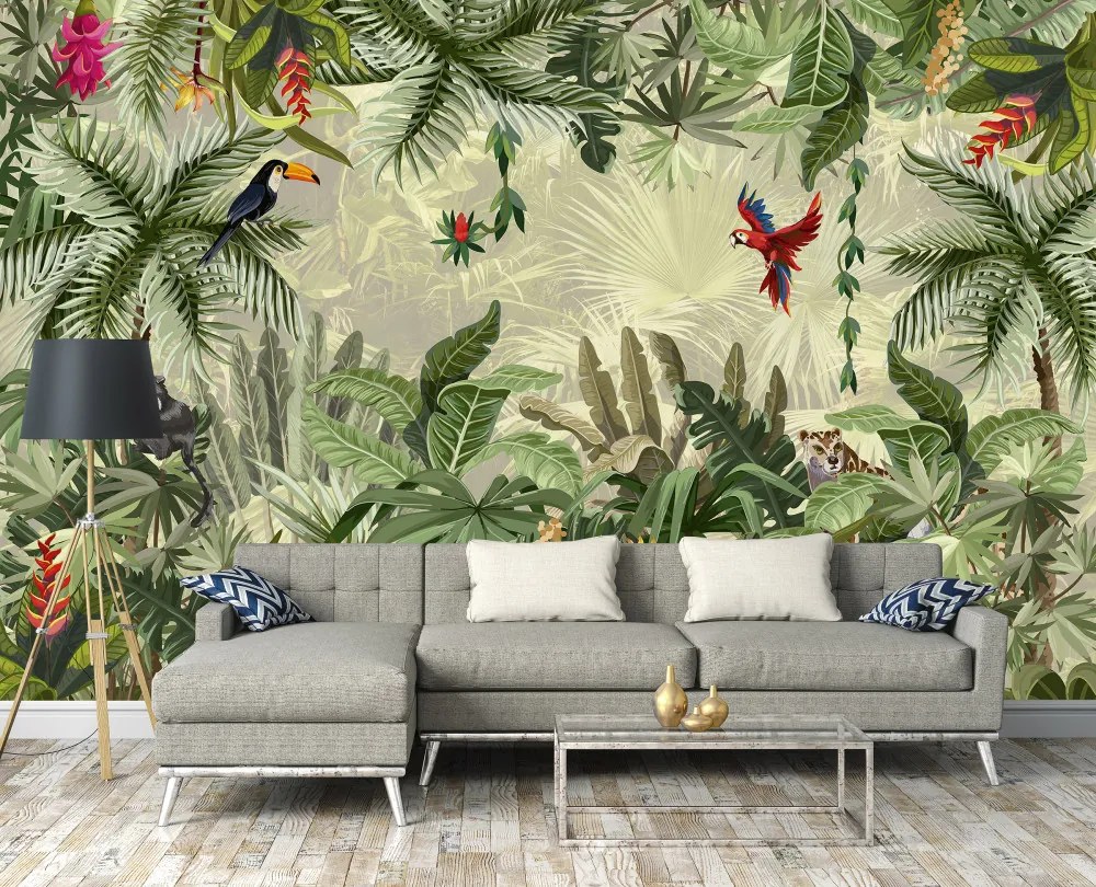 Madarak a dzsungelben poszter, fotótapéta, Vlies (400 x 280 cm)