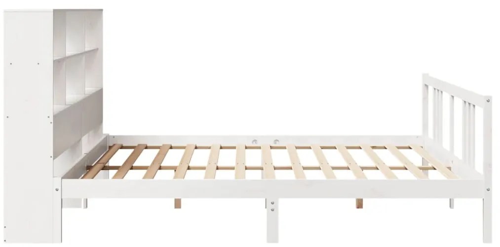 fehér tömör fenyőfa könyvespolcos ágy matrac nélkül 200x200 cm