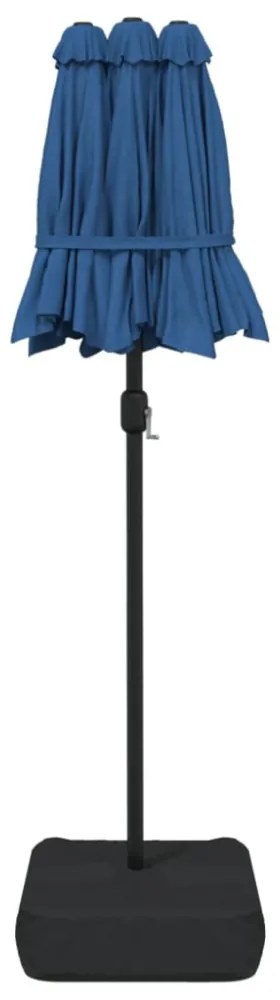 azúrkék dupla tetős LED-es napernyő 316x145 cm