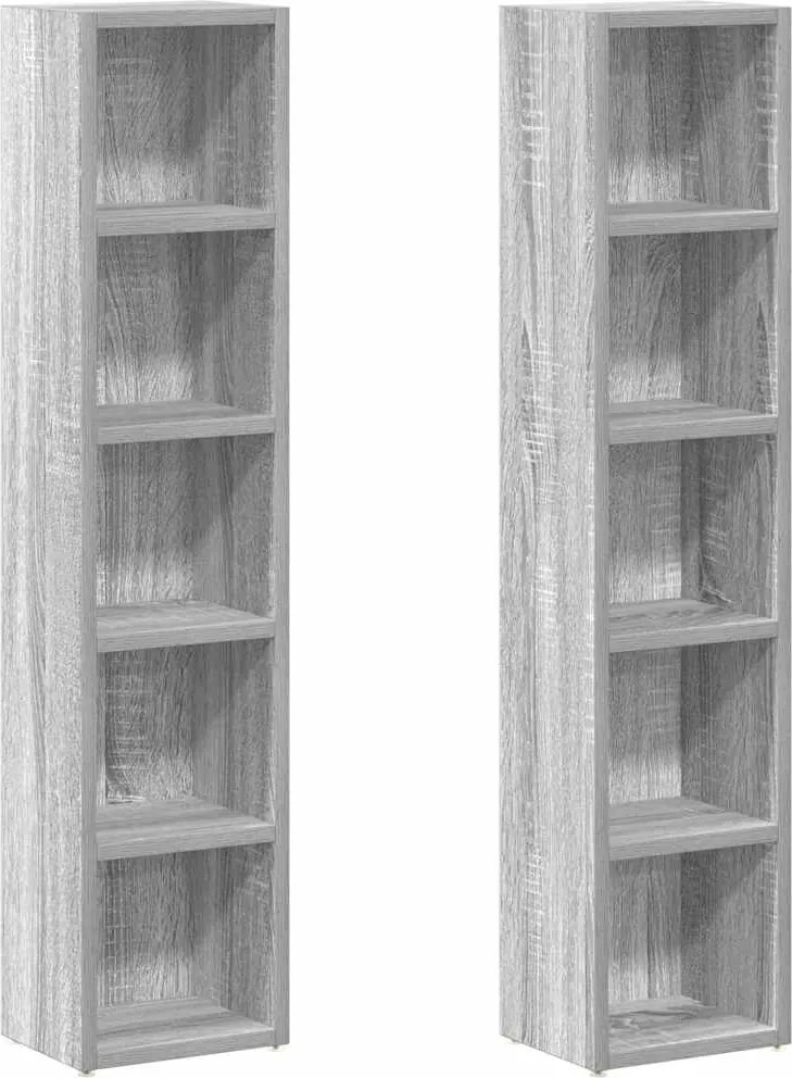 vidaXL 2 db szürke sonoma színű szerelt fa CD-szekrény 21x16x93,5 cm
