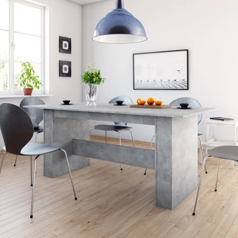 betonszürke szerelt fa étkezőasztal 180 x 90 x 76 cm