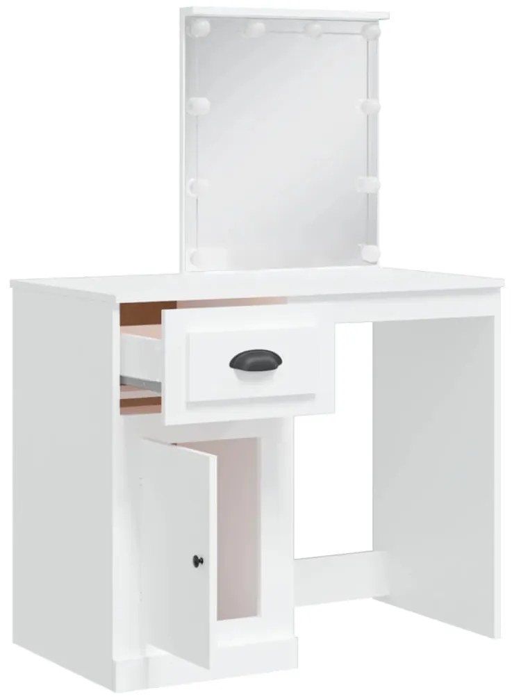 fehér fésülködőasztal LED-lámpákkal 90x42x132,5 cm