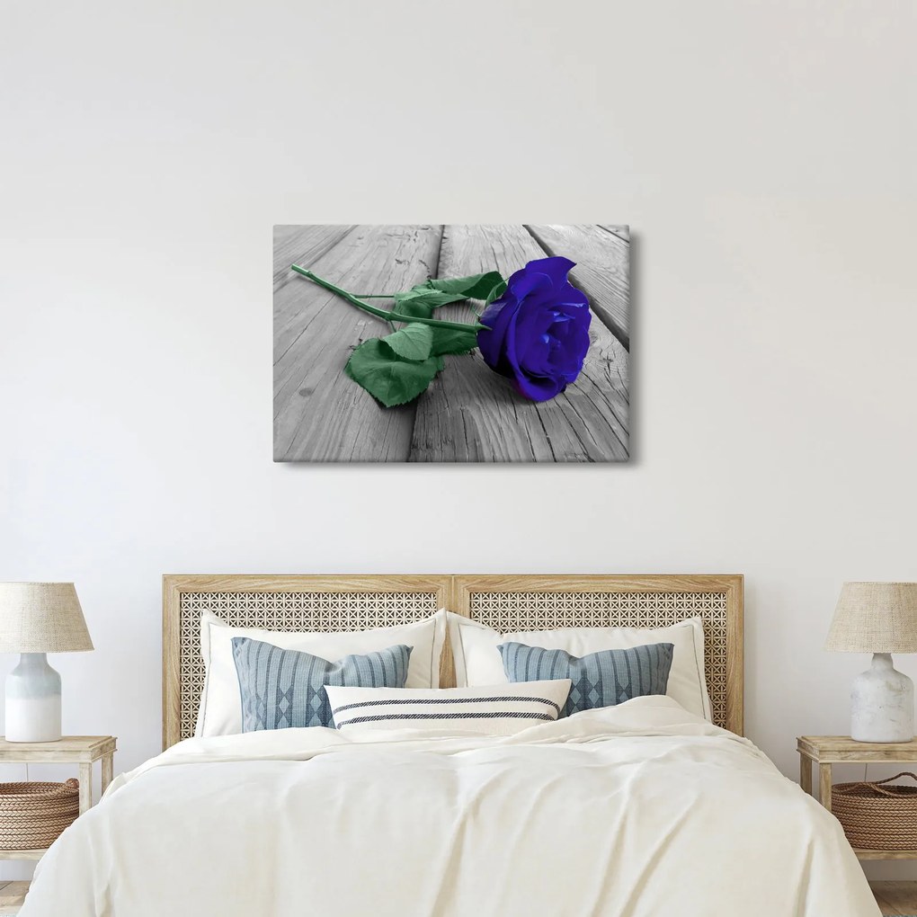 Kép - Kék rózsa zöld szárral (90x60 cm)