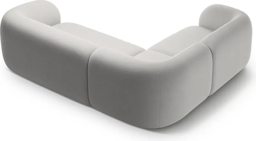 Világosszürke bársony sarokkanapé (bal oldali-L alakú) Kate – Micadoni